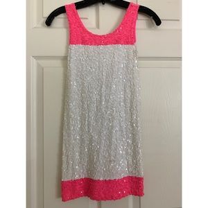 Flowers by Zoe pink and white sequin dress